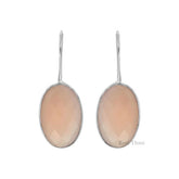 Chalcedony Earring, Pink Chalcedony 12x20mm Oval Faceted Gemstone Earring, 925 Sterling Silver Pink Earring, Pink Stone Dangle Gift Earring